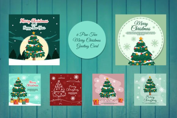 6 Pine Merry Christmas Greeting Card Illustrations Review