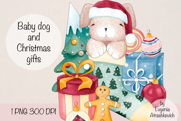 Baby Dog Christmas Gifts: Festive Illustrations
