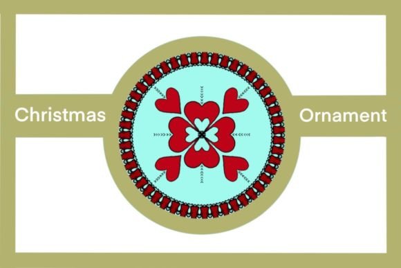 Blue and Red Hearts Ornament: Festive Illustrations