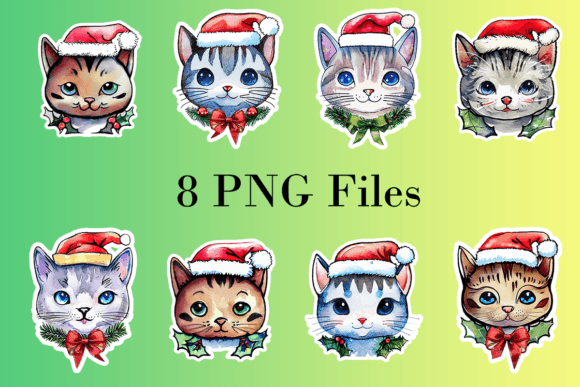 Christmas Cat Portraits: White Outline Illustrations