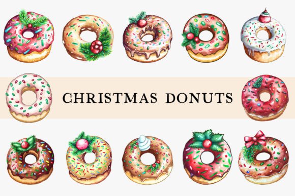 Christmas Donuts Watercolor: Sweet Illustrations for Blogs