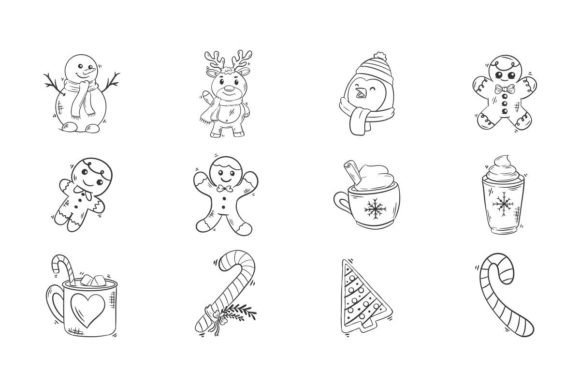Christmas Food Hand Drawn Coloring: Reviewing Illustrations