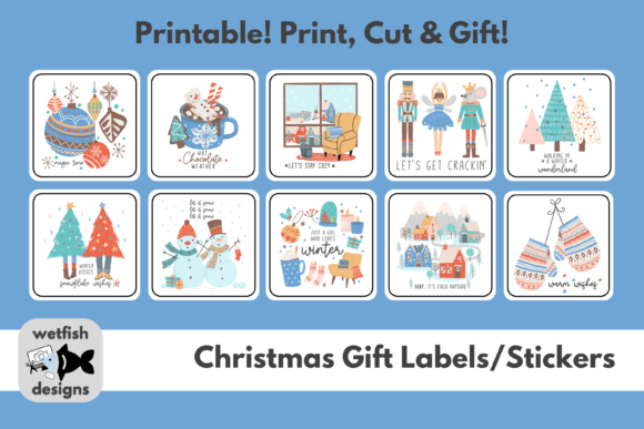Christmas Gift Tag Labels Stickers 1: Festive Illustrations