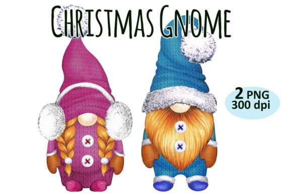Christmas Gnome Couple Clipart PNG Set: Festive Illustrations