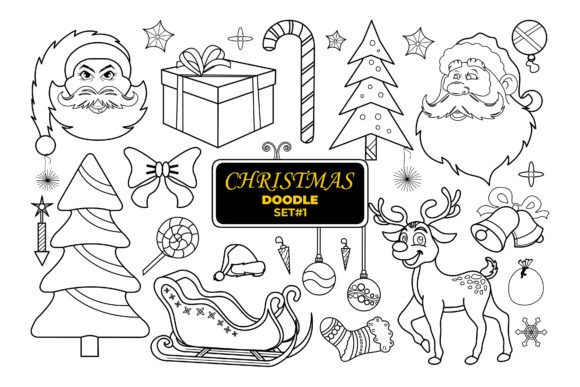 Christmas Hand Drawn Doodle Set-1: Festive Illustrations