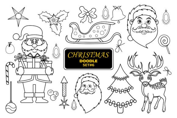 Christmas Hand Drawn Doodle Set-6: Festive Illustrations