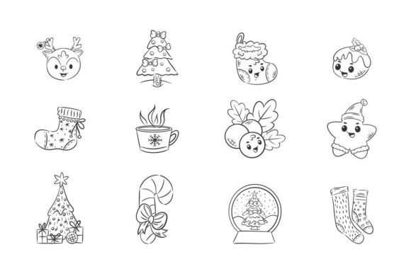 Christmas Icons Decoration Hand Drawn: Illustrations Review