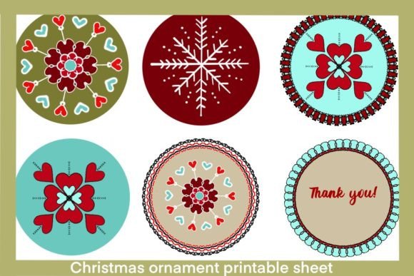 Christmas Ornament Printable Sheet 2: Festive Illustrations