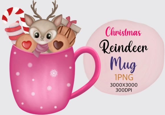 Christmas Reindeer Mug Clipart: Festive Illustrations