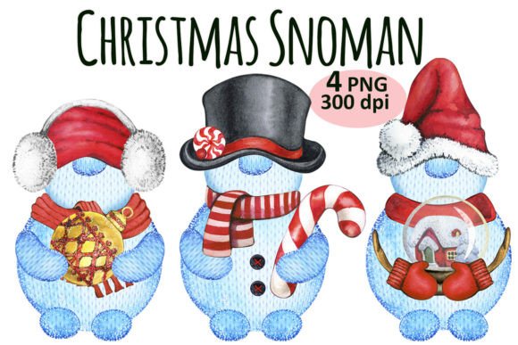 Christmas Snowman Clipart PNG Set: Festive Illustrations