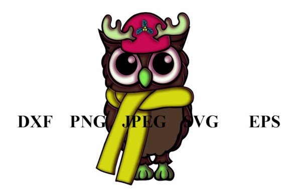 Cute Staring Christmas Owl Stickers: Festive Illustrations