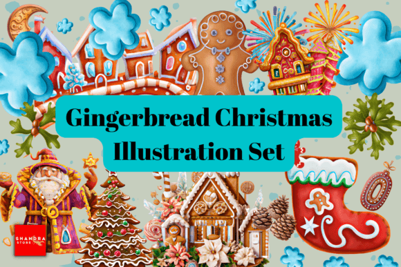 Gingerbread Christmas Illustrations for Festive Blog Design