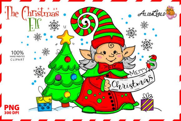 Granny Christmas Elf Illustrations Review