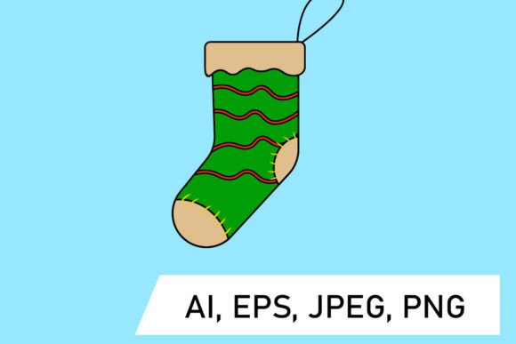 Green Christmas Socks: Festive Illustrations for Brands