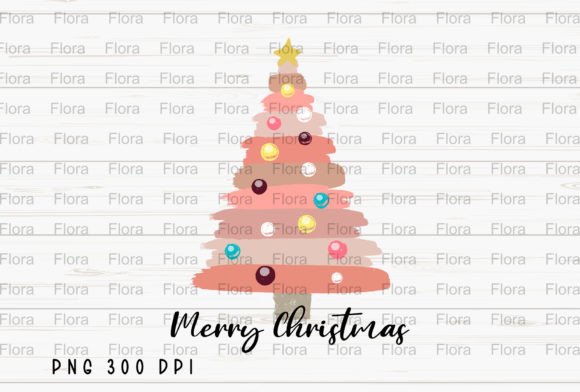 Pink Merry Christmas Tree Holiday PNG for Illustrations