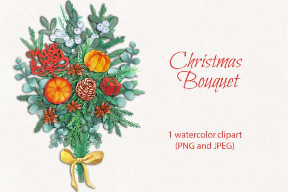 Review: Watercolor Clipart Christmas Bouquet for Embroidery