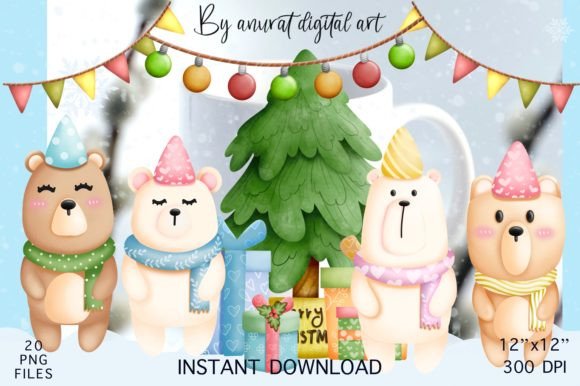 Teddy Bear Christmas Illustrations for Sellers